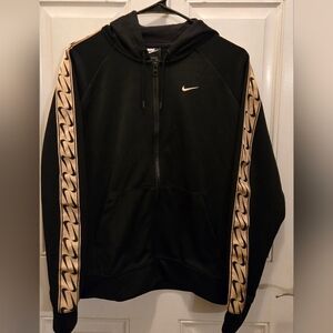Nike Black Zip-Up Hoodie with Gold Logo